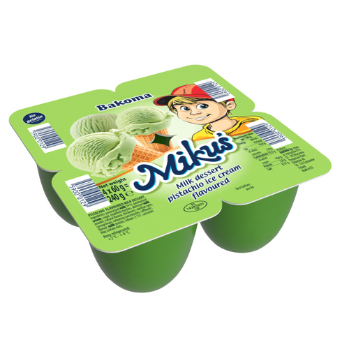 Bakoma Mikus double-layer milk dessert and pistachio dessert 4x60g