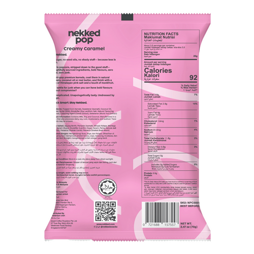 Nekked Creamy Caramel Popcorn 70g