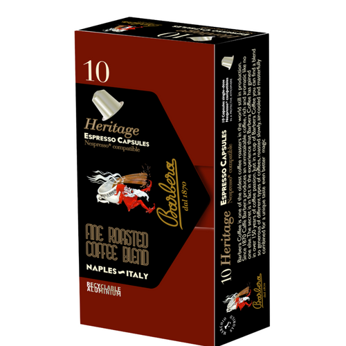 Barbera Heritage, 100 Nespresso, Compatible Capsules in Aluminium 10X10