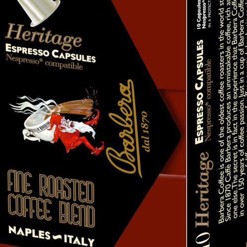 Barbera Heritage, 100 Nespresso, Compatible Capsules in Aluminium 10X10