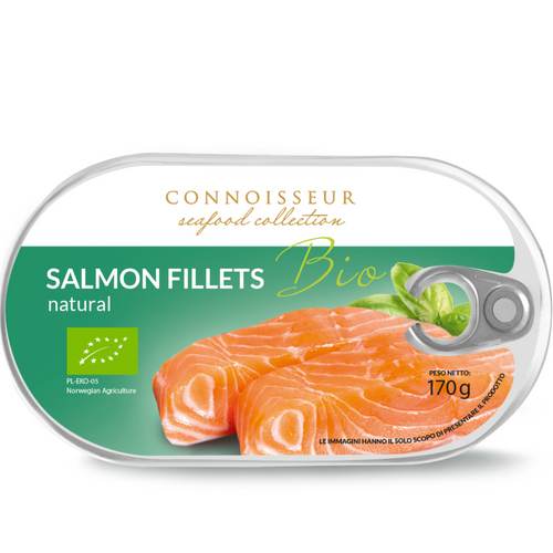 Connoisseur BIO salmon fillets in natural brine