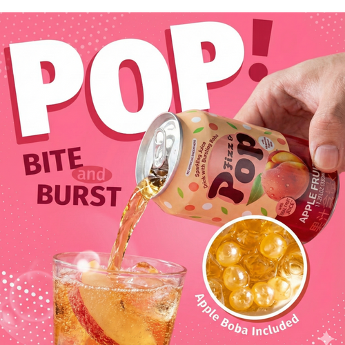 NULIFE FIZZ & POP SPARKLING JUICE DRINK WITH BURSTING BOBA APPLE FLAVOR