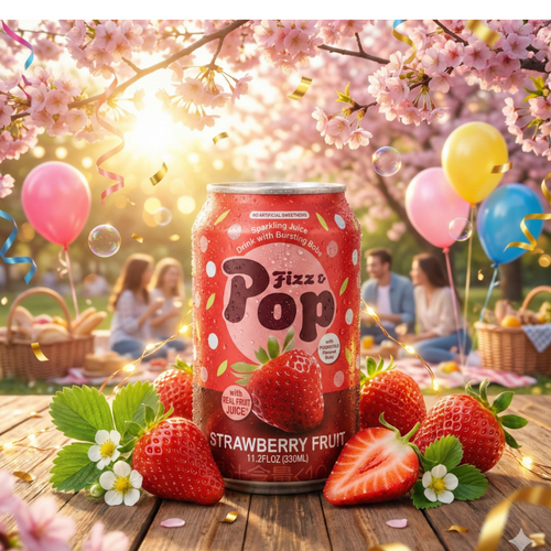 NULIFE FIZZ & POP SPARKLING JUICE DRINK WITH BURSTING BOBA STRAWBERRY FLAVOR