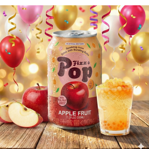 NULIFE FIZZ & POP SPARKLING JUICE DRINK WITH BURSTING BOBA APPLE FLAVOR