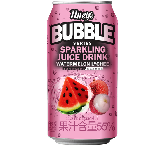 NULIFE BUBBLE SERIES SPARKLING JUICE DRINK WATERMELON LYCHEE FLAVOR