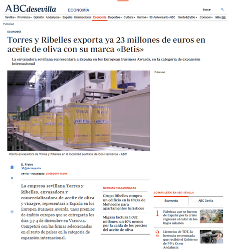 BETIS exports more than 23 million € of olive oil