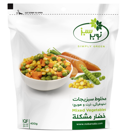 Nobar Sabz IQF Frozen Mixed Vegetables (Peas, Corn & Carrots)