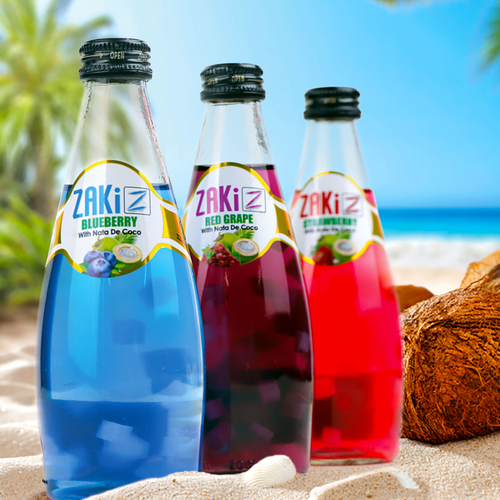 Nata de coco Drink, 8 flavor available. Glass