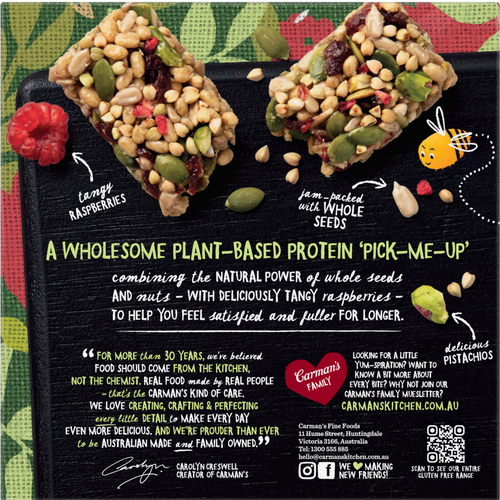 Carman's Seed & Plant Raspberry & Pistachio Protein Bar  6x150g