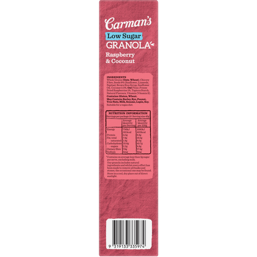Carman's Low Sugar Raspberry & Coconut Granola