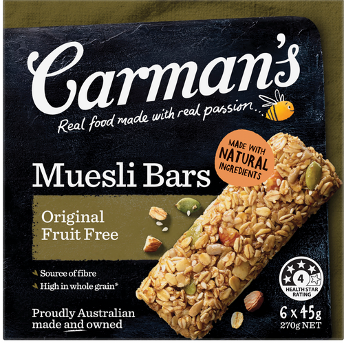Carman's Original Fruit Free Muesli Bar 6x270g