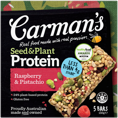 Carman's Seed & Plant Raspberry & Pistachio Protein Bar  6x150g