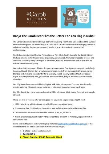 Banjo The Carob Bear Flies the Better-For-You Flag in Dubai!