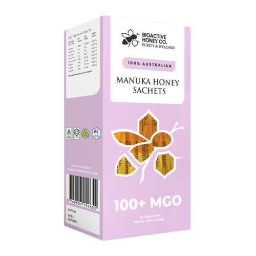 100+ MGO Australian Manuka Honey Sachets in Retail Box