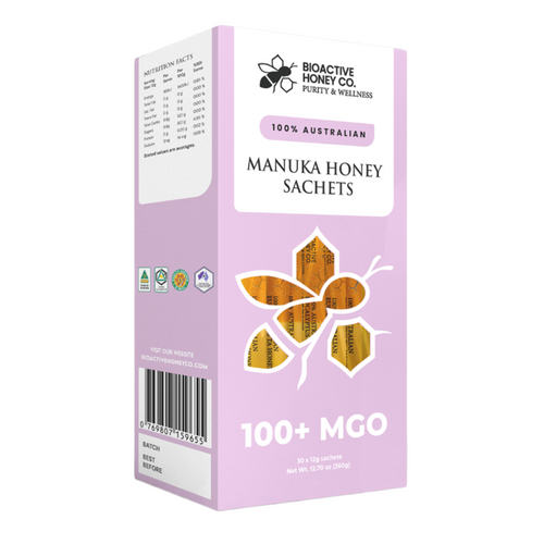 100+ MGO Australian Manuka Honey Sachets in Retail Box