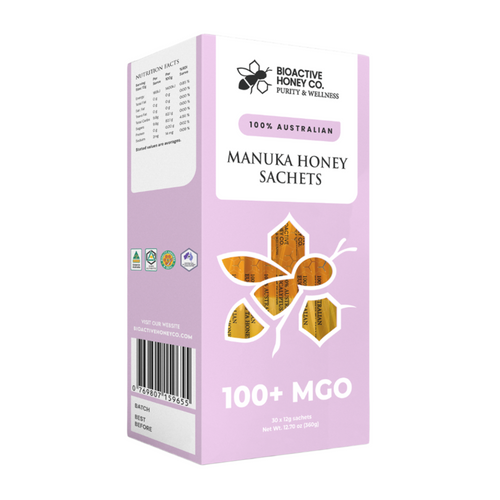 100+ MGO Australian Manuka Honey Sachets in Retail Box