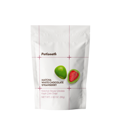 Patiseath Freeze Dried Strawberry Covered with Matcha Dragee 80g