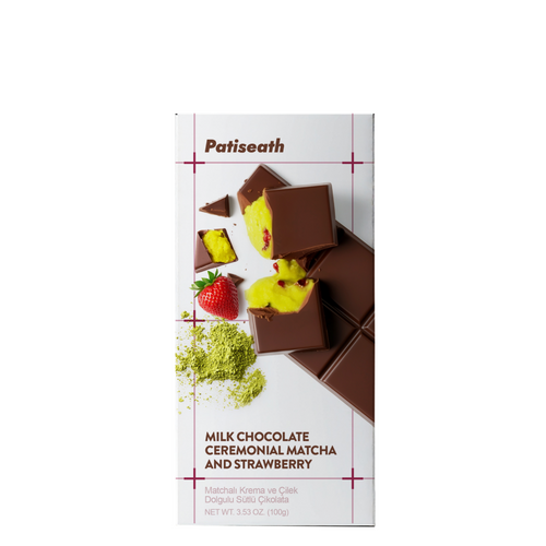 Patiseath Matcha & Strawberry Cream Filled Milk Bar 100g