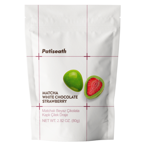 Patiseath Freeze Dried Strawberry Covered with Matcha Dragee 80g