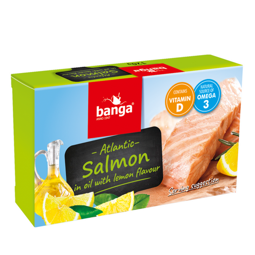 Atlantic salmon in oil with lemon flavor 120g