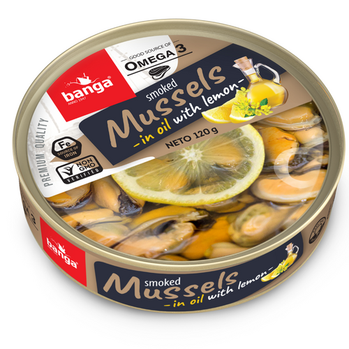 Smoked mussels in oil with lemon 120g