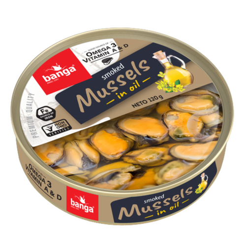Smoked mussels in oil 120g