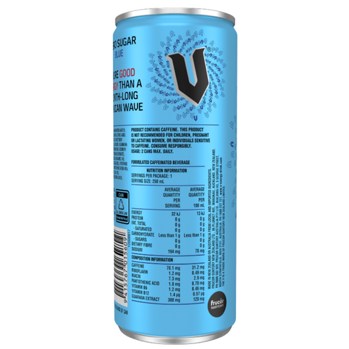 V ENERGY GUARANA SUGAR FREE BLUE
