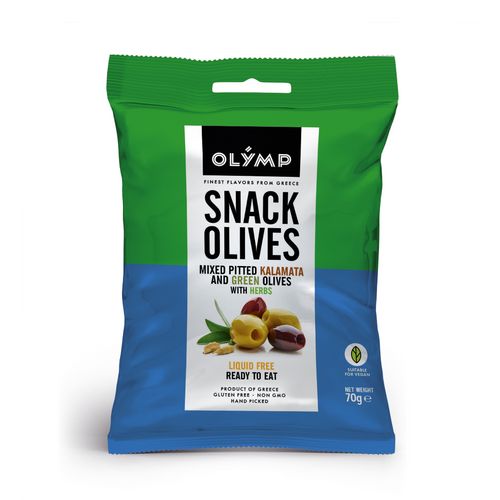 Snack Olives - Mixed pitted kalamata & green olives with herbs