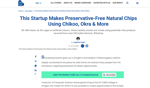 This Startup Makes Preservative-Free Natural Chips Using Chikoo, Okra & More