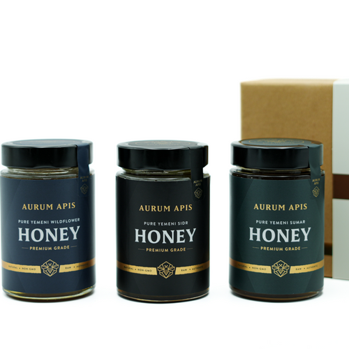 Yemeni Honey - Gift Box (Pack of 3) Premium Grade - Pure & Raw Honey 330g / 500g