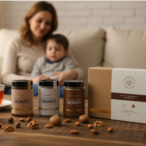 Kyrgyzstani Honey Gift Box- (Pack of 3) Premium Grade Raw & Pure Honey - 330g / 500g