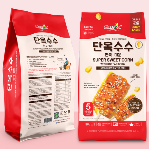 Mascorn Korean Series Frozen Sweet Corn Cobs with Spicy Korean